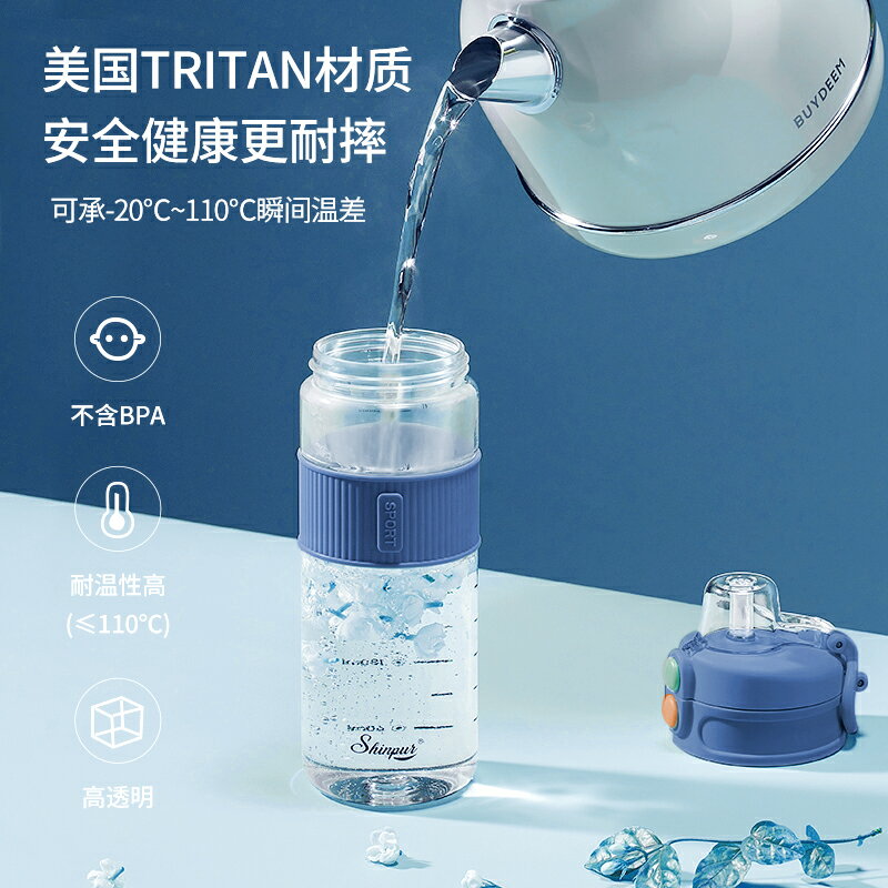 免運·【自營】象普日本大容量水壺女夏季便捷運動水杯塑膠帶吸管1500ML