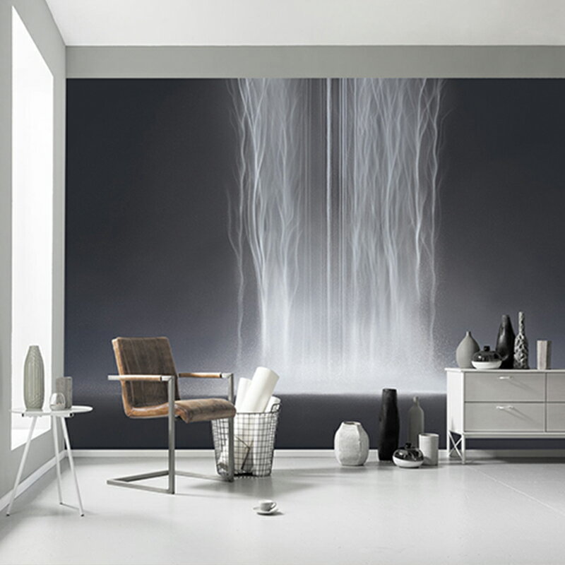 電視背景墻壁紙客廳沙發抽象銀河黑白壁畫北歐風格現代簡約8D墻布