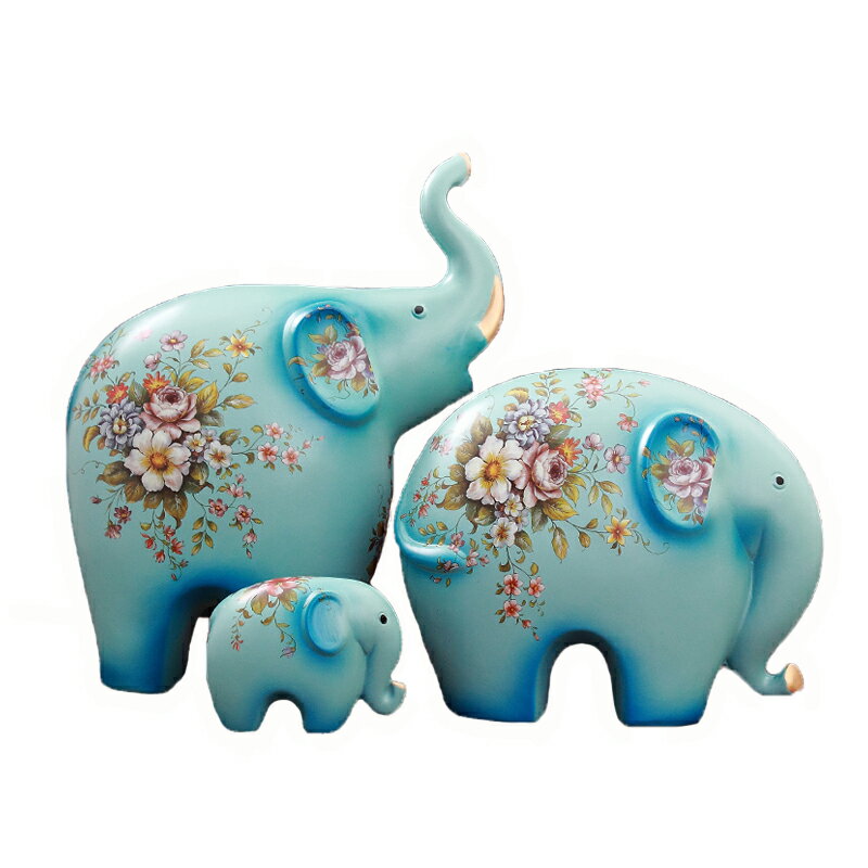招福大象擺飾北歐創意陶瓷三象四象電視櫃招財簡約風格裝飾裝潢平安福利【AAA2588】
