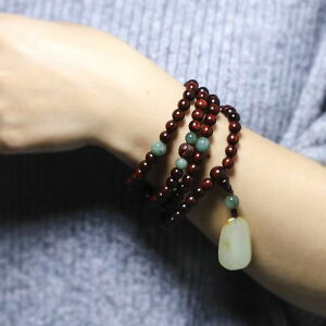 小葉紫檀高油密108顆DIY珠子原創純手工復古飾品串女款鏈禮物