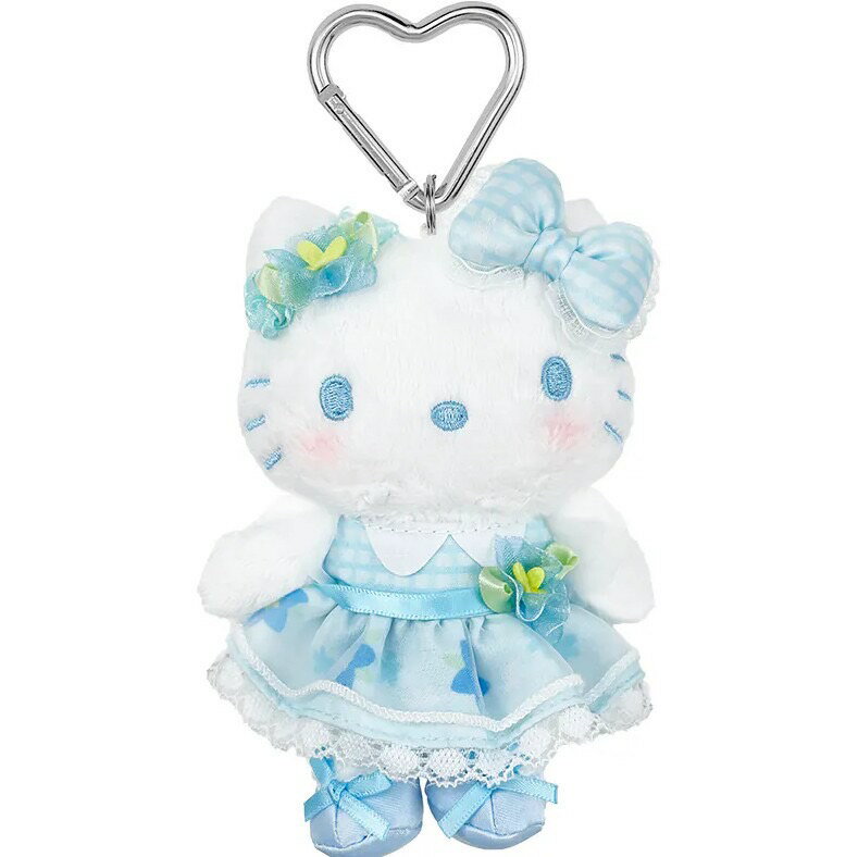 【震撼精品百貨】Hello Kitty 凱蒂貓~日本三麗鷗sanrio KITTY造型絨毛娃娃吊飾-藍花*72670