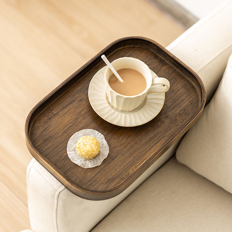 可開發票 沙發扶手托盤 日式茶托家用沙發邊托盤置物架水果點心茶盤簡約手機遙控器收納盤