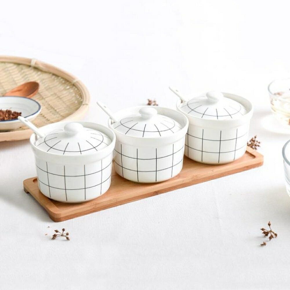 日式陶瓷調味罐調味盒套裝佐料盒調料罐瓶盒創意鹽罐家用廚房用具 交換禮物