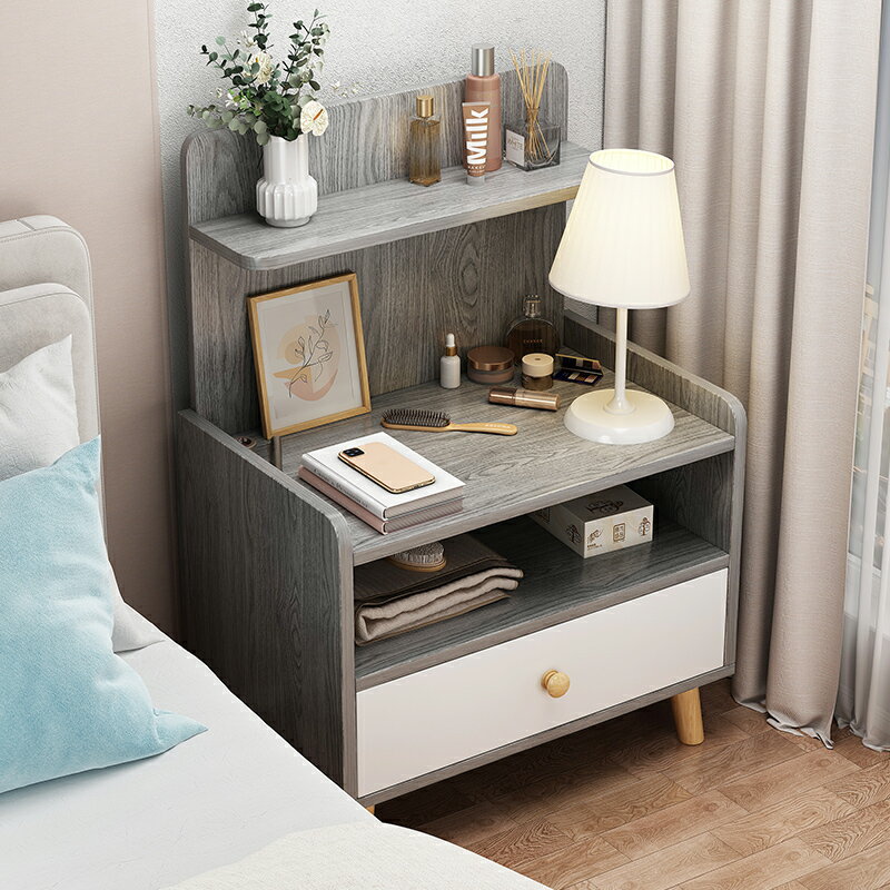 床頭柜現代簡約家用臥室客廳床邊收納柜簡易北歐風小型床頭置物架