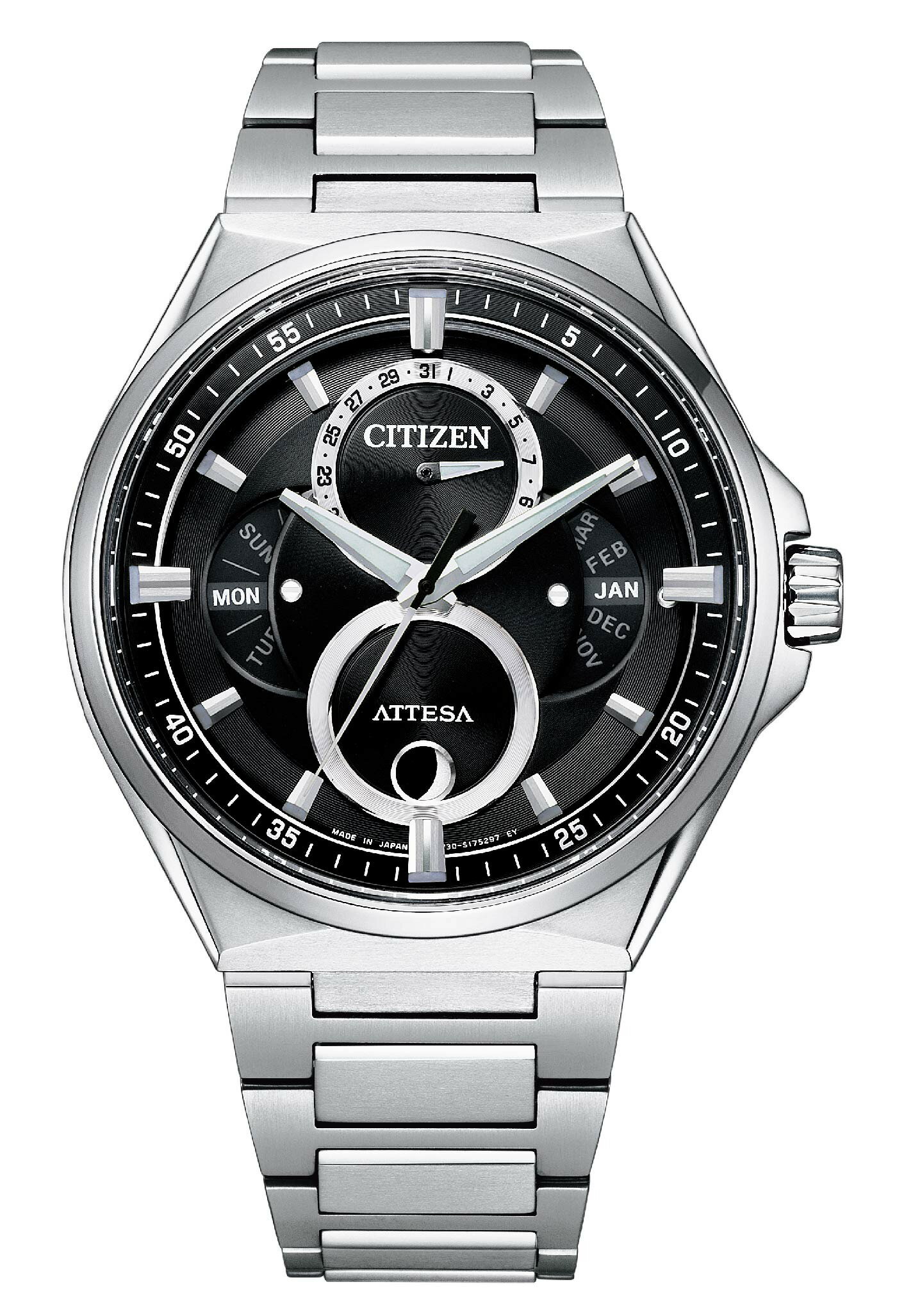 Citizen 星辰錶 ATTESA 光動能系列 鈦金屬月象盈虧光動能經典紳士男錶 BU0060-68E