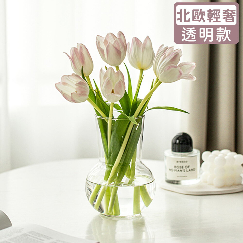 現貨 臺灣出貨 玻璃花瓶 插花瓶 乾燥花花瓶 花器 水培容器/高階通透/北歐輕奢款