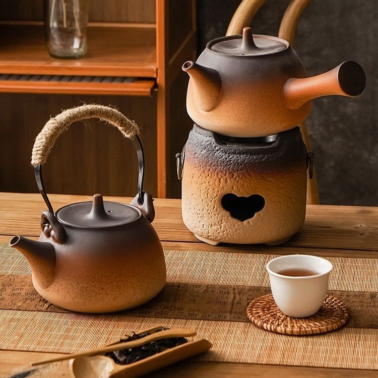 【優選百貨】煮茶爐 家用戶外野外陶瓷酒精爐 碳爐 煮茶器燒水壺溫茶爐 茶壺套裝底座雙用