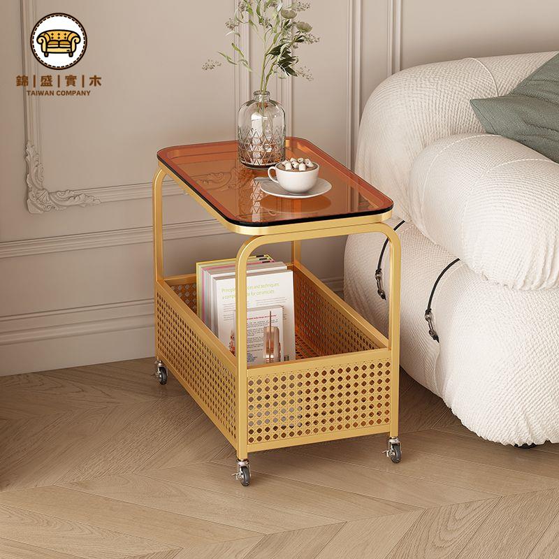 【沙發邊幾】 沙發邊櫃 茶几 客廳邊幾 移動簡約邊幾多功能客廳網紅收納儲物床頭輕奢北歐帶輪臥室小推車免運 工廠直銷 特價出 全館折扣 j14 4