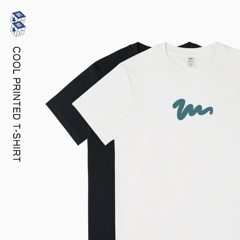 【喜挖】夏季新款純棉塗鴉印花短袖男寬鬆圓領青少年上衣t恤休閒白色衣服