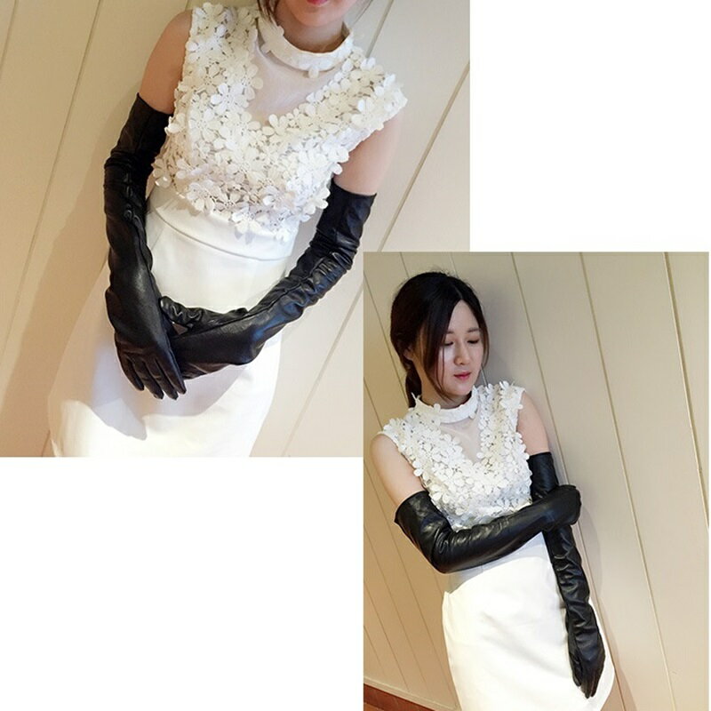 現貨+預購 真皮手套羊皮手套-60cm保暖過肘長款女手套4款74by4【獨家進口】【米蘭精品】