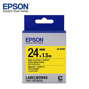 EPSON 愛普生 LK-6YB2 C53S656411標籤帶(磁鐵系列24mm)黃底黑字