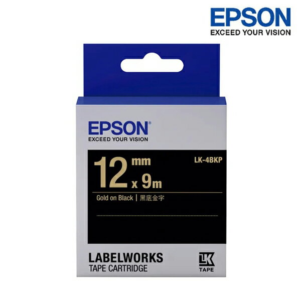EPSON LK-4BKP 黑底金字 標籤帶 粉彩系列 (寬度12mm) 標籤貼紙 S654407