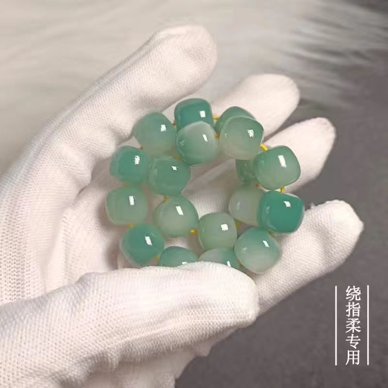 佛珠手串 然綠菩提根手串繞指柔學生版漸變色手鏈老型桶白玉佛珠男女