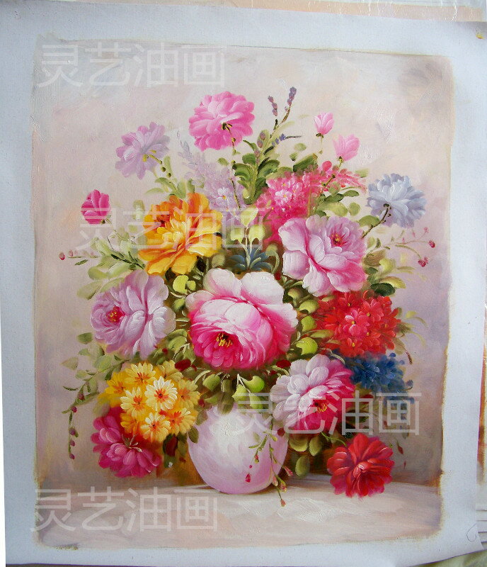 純手油畫花開富貴現代裝飾畫客廳餐廳臥室玄關無框掛畫花卉