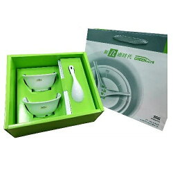 PET無毒餐具 二入飯碗禮盒 附提袋 型號GBD002