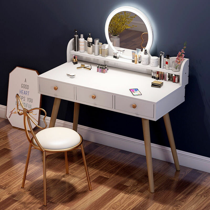 簡易梳妝臺臥室現代簡約網紅ins風北歐小戶型化妝桌子收納櫃一體