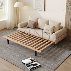 【KENS】沙發 沙發椅 北歐實木沙發床客廳布藝沙發可伸縮多功能日式實木沙發小戶型