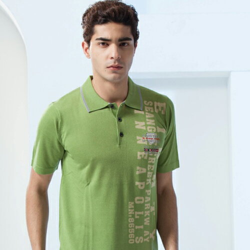 男裝新款 夏季 綠色線衫時尚扮演著多樣的角色與風情POLO衫款{ 綠色 M.L.XL.2XL } 【86337-60】*86精品女人國*