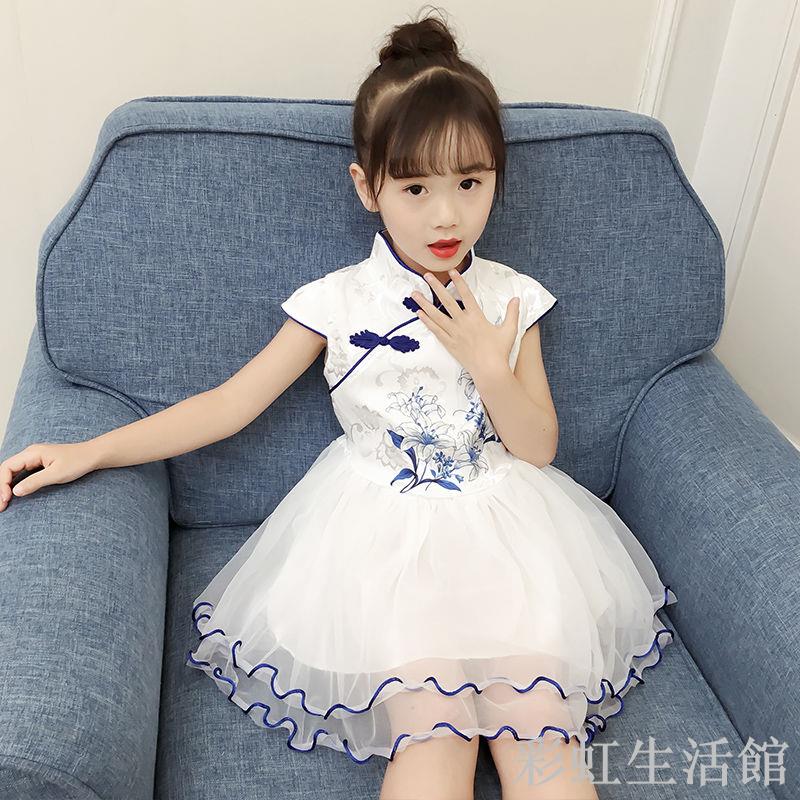 童裝女童連衣裙夏裝2024新款兒童漢服裙子中小童旗袍裙小孩公主裙