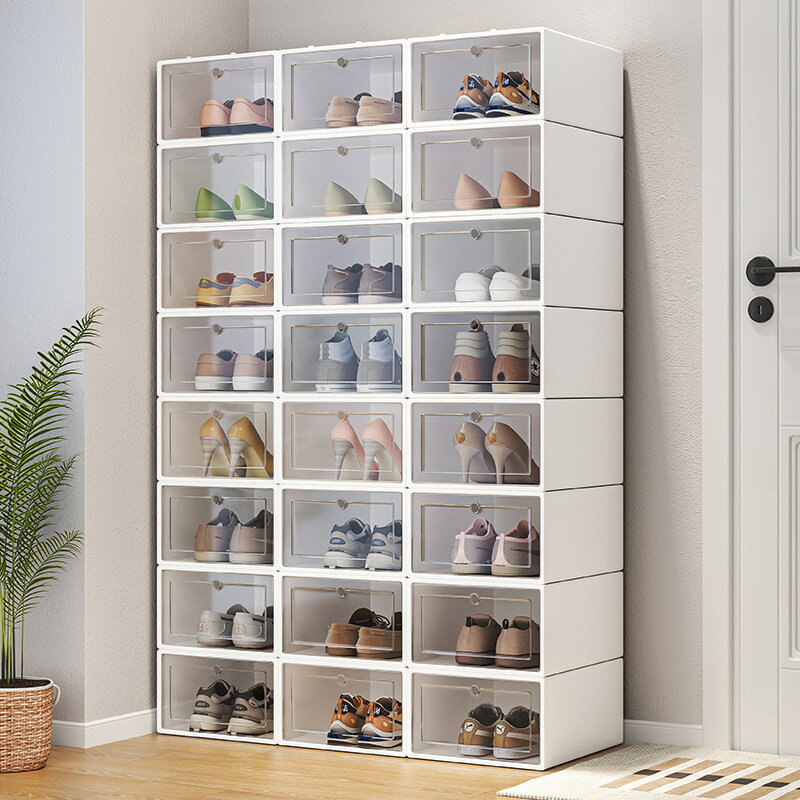 鞋架 鞋櫃 塑料鞋盒家用門口簡易鞋架宿舍鞋子收納神器省空間鞋收納盒透明