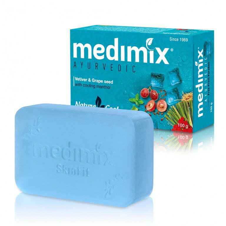 新品上市！現貨！印度MEDIMIX 藍寶石沁涼美肌皂125g(岩蘭草&葡萄籽) ｜丹丹悅生活