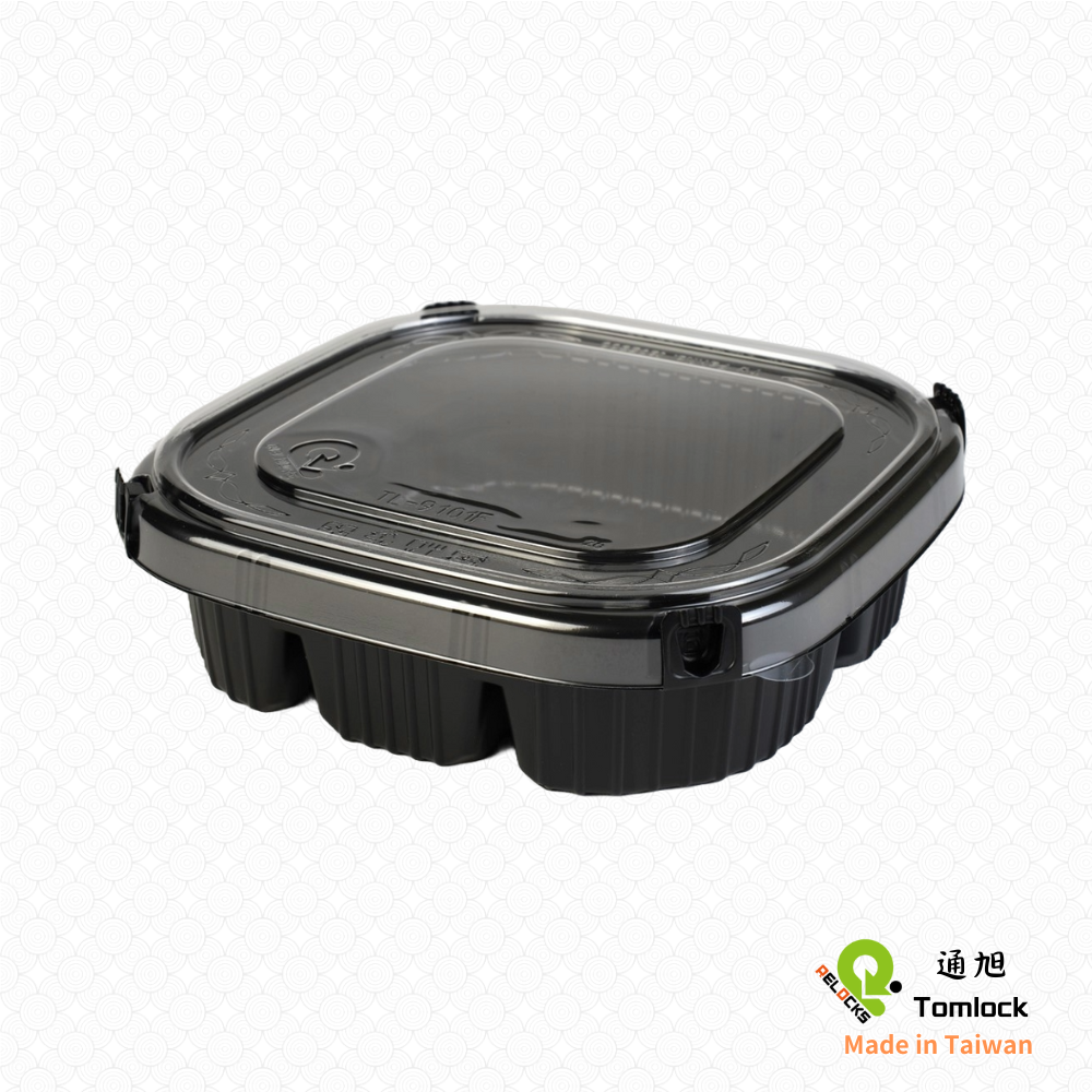 RELOCKS TL-9401 減塑版 四格正方形餐盒 正方形餐盒 黑色塑膠餐盒 可微波餐盒 外帶餐盒 一次性餐盒 免洗餐具  環保餐盒 TL 9401 1