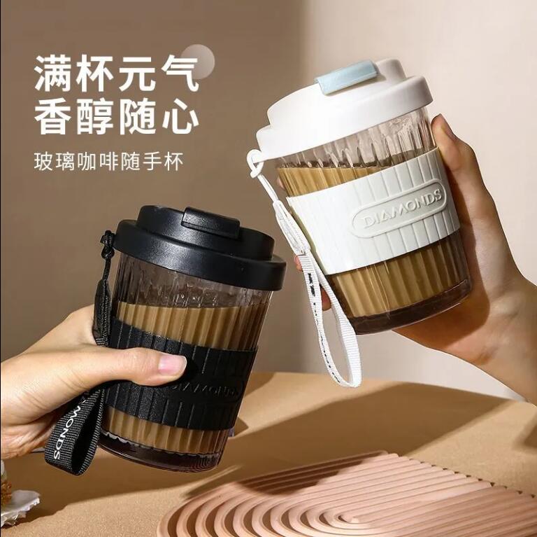 玻璃杯咖啡杯高顏值耐高溫杯子便攜隨行杯秋冬茶杯【步行者戶外生活館】P