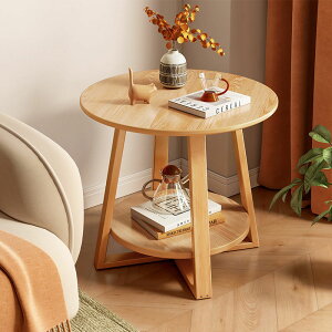 北歐茶幾簡約沙發邊桌家用客廳小戶型茶桌簡易多功能置物架小圓桌