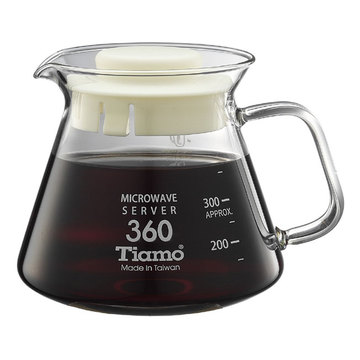 金時代書香咖啡 Tiamo 耐熱玻璃咖啡花茶壺 360cc 透過SGS檢測合格 HG2296W