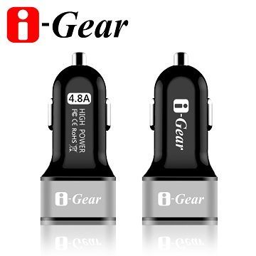 {光華成功NO.1}I-Gear 艾吉爾 4.8A大電流 黑 雙USB車用充電器 喔!看呢來