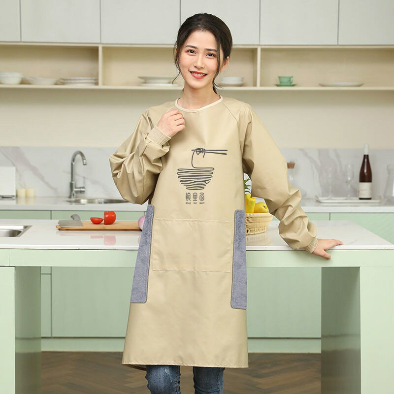 新型免洗圍裙女廚房家用時尚網紅做飯圍腰防水防油罩衣工作服定制