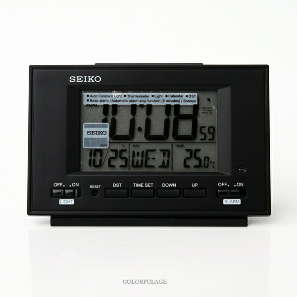 鬧鐘 SEIKO全黑電子顯示座鐘 柒彩年代【NV62】原廠公司貨