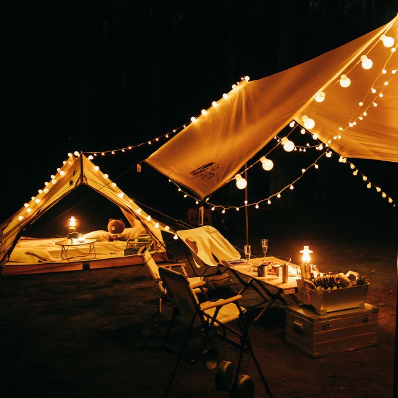戶外露營氛圍燈帳篷led照明燈泡裝飾天幕暖色燈usb燈帶小燈泡串燈
