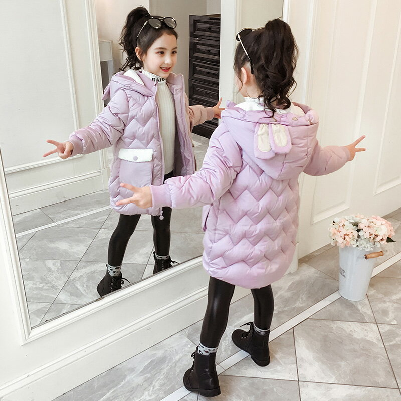 女童棉服新款時髦冬裝韓版中大童加厚外套洋氣棉襖女兒童棉衣1入