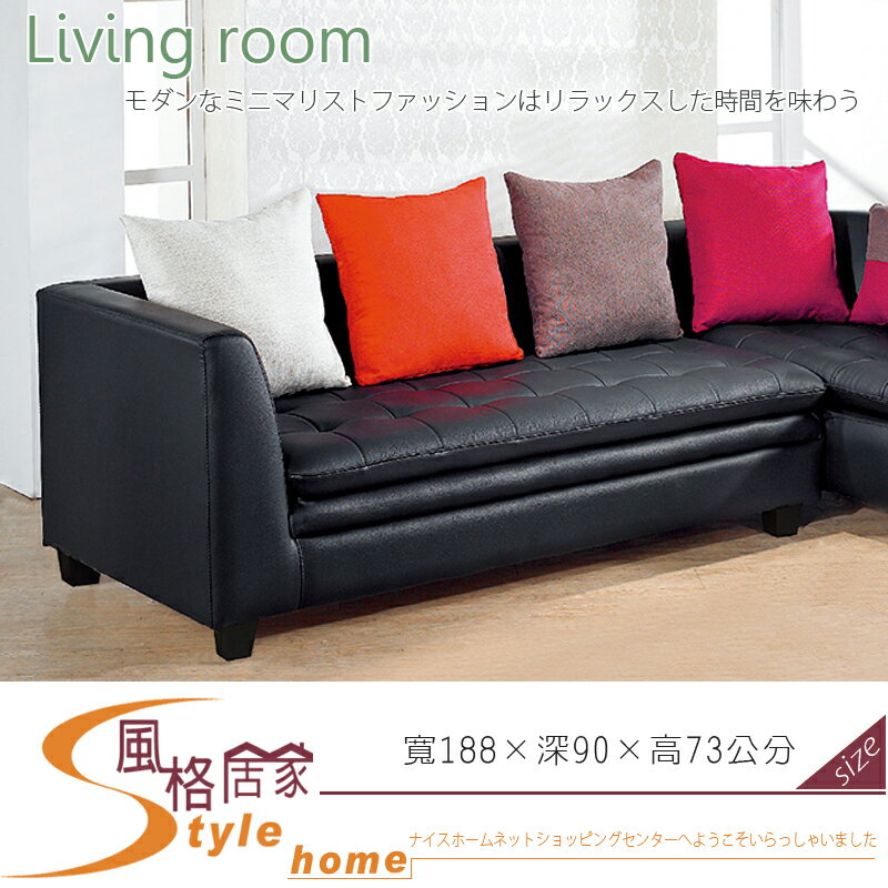 《風格居家Style》A1 L型半牛皮三人沙發/含抱枕 314-21-LD
