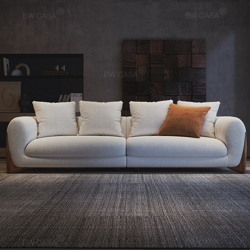 arflex設計師極簡布藝沙發羊羔絨簡約現代小戶型三人位沙發侘寂風