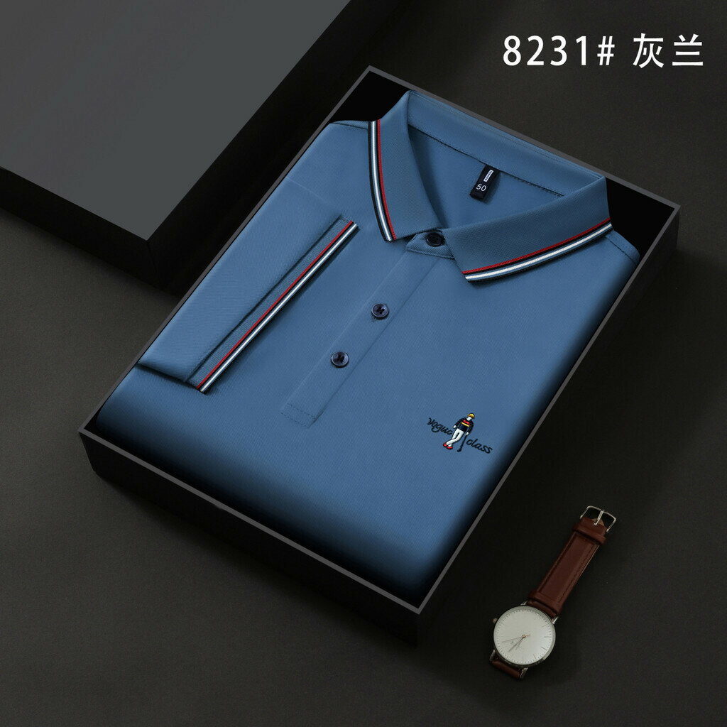 臺灣出貨|高檔繡花polo衫男|大碼45-90公斤男裝上衣|夏季短袖條紋衫|寬鬆短袖上衣|簡約韓版POLO衫|寬鬆短袖衫