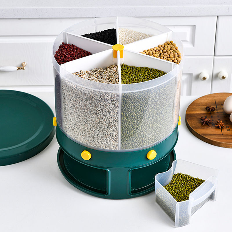 旋轉米桶家用五谷雜糧分隔收納盒米箱雜糧桶米缸防潮儲米神器豆子
