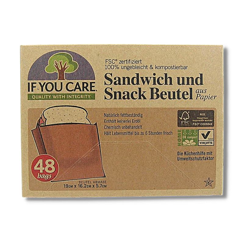 IF YOU CARE 點心袋 48入 紙袋 三明治袋 食物袋 居家用品 生活用品 附發票【心心哈德】現貨 全館499超取免運｜全場下殺★滿額再享折扣