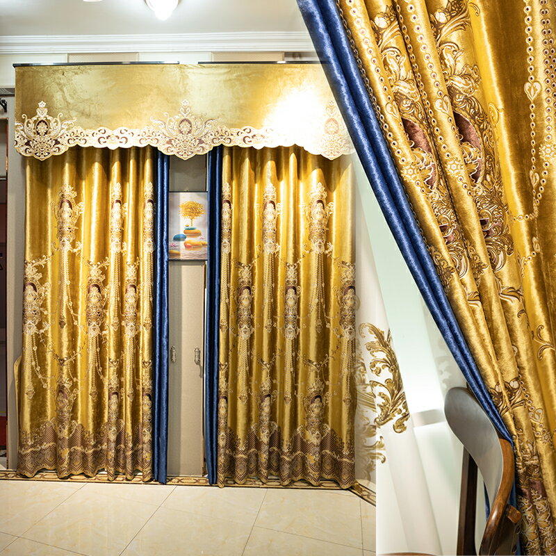 歐式美式法式2021年新款高檔別墅客廳臥室絨布窗簾遮光定制成品簾