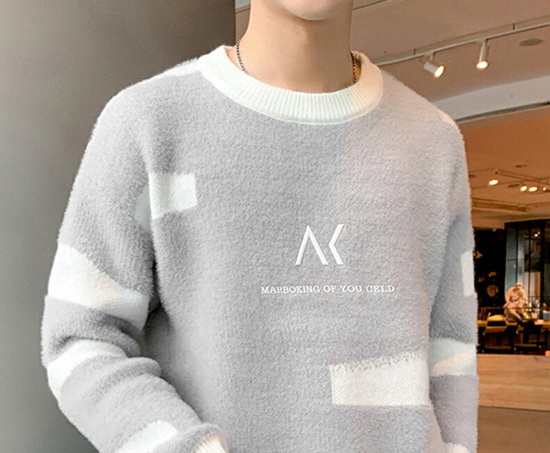 男士毛衣秋冬季打底衫韓版潮流毛衫個性針織衫學生上衣服潮牌ins 6