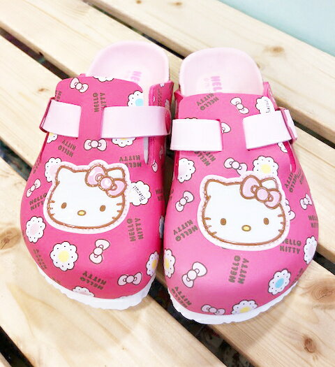 【震撼精品百貨】Hello Kitty 凱蒂貓 台灣製Hello kitty正版兒童勃肯懶人拖鞋-大頭桃(15 22號) 震撼日式精品百貨