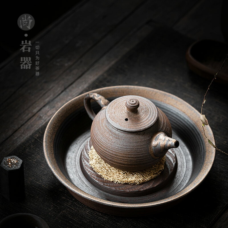 干泡臺仿柴燒茶具陶瓷壺承日式粗陶盤子壺承壺托干泡盤仿古餐盤| 協貿國際日用品生活3館| 樂天市場Rakuten