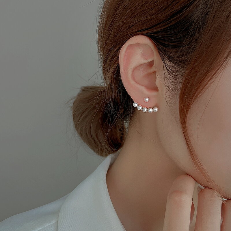 925純銀珍珠耳釘女夏季年新款潮一款兩戴高級感氣質耳環簡約