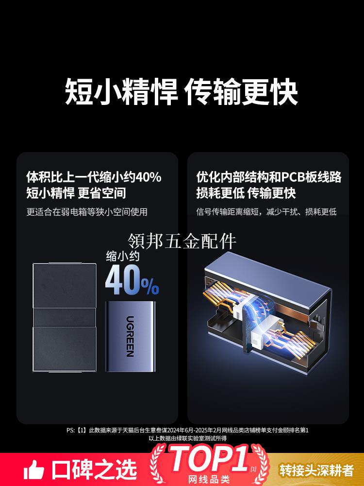 網線對接頭延長連接器加長千兆網絡快速直通rj45水晶頭轉接口[領邦五金配件]