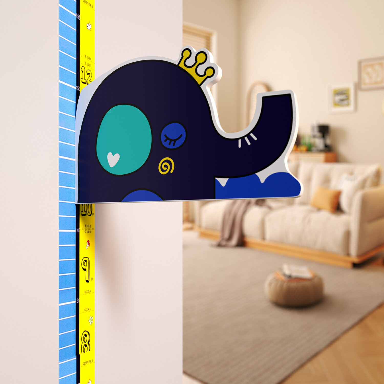 兒童身高尺墻貼3D立體量身高磁吸貼紙兒童裝飾卡通測量儀精準記錄