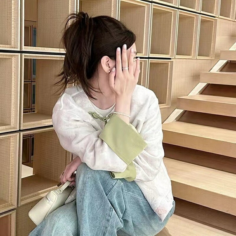 現貨+預購 唐裝長袖襯衫-中國風撞色拼接盤扣女外套74km18【獨家進口】【米蘭精品】