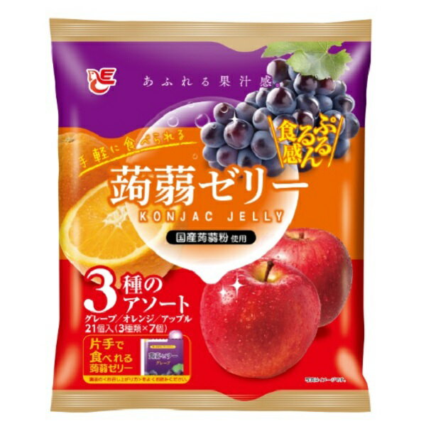 【江戶物語】 ACE Bakery 3味綜合水果蒟蒻果凍 葡萄/橘子/蘋果風味 420g 21個入 擠壓式果凍 日本進口