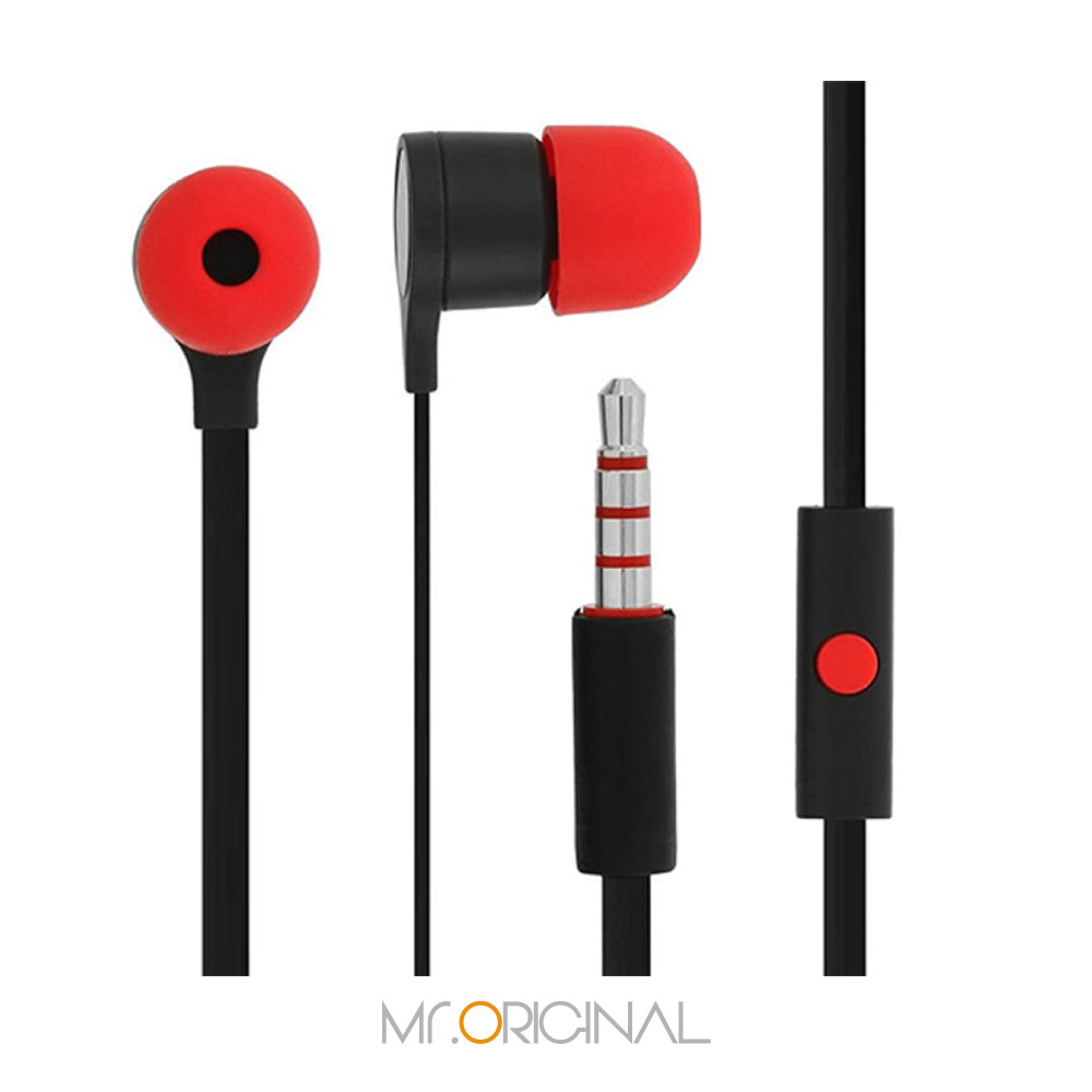 HTC 聆悅 MAX300 立體聲原廠扁線入耳式耳機 黑紅 (台灣原廠公司貨-密封袋包裝)