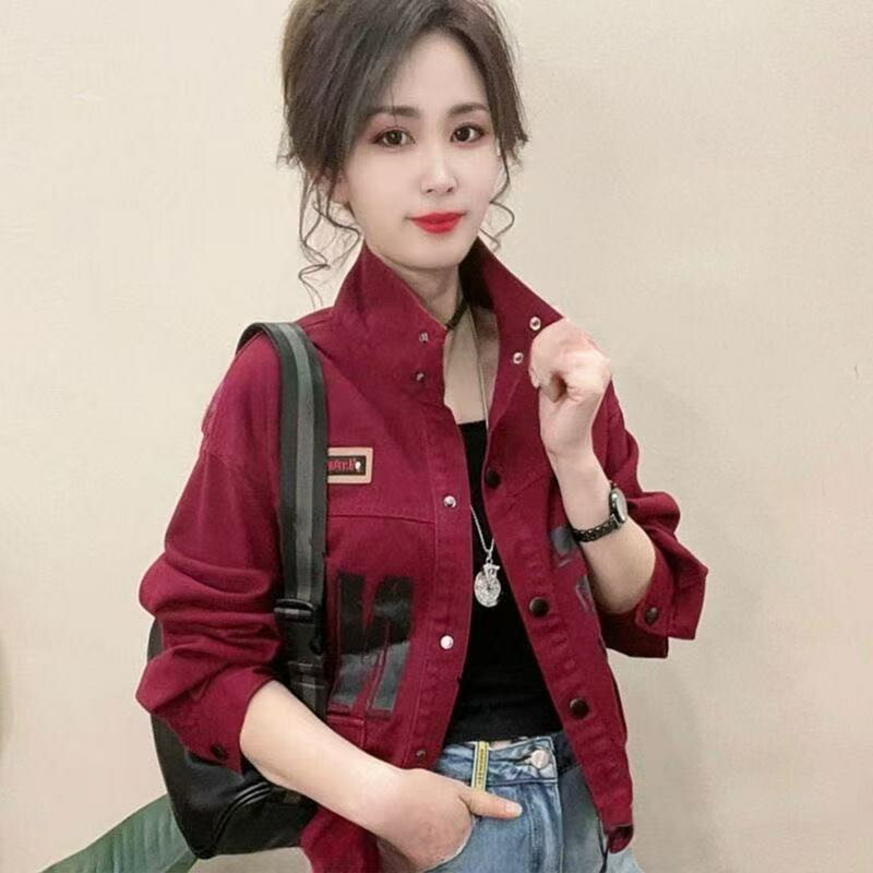 女裝 外套 韓系風 氣質上衣 韓版   韓版立領牛仔外套短款夾克外搭女美式洋氣休閒潮流短款夾克上衣 治裝激推 6